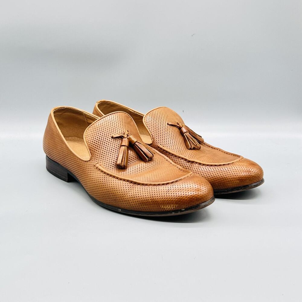 Saks Fifth Avenue Shoes Mens 10.5 Brown Leather Tassel Loafers Dress Brogue - Picture 2 of 11